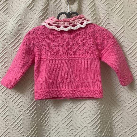 Handmade girls wool cardigan size 9M - Picture 4 of 5